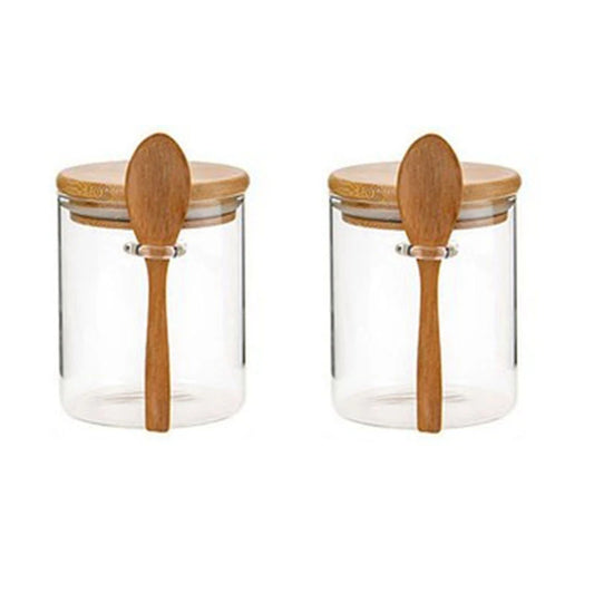 2Pcs Clear Glass Canister Jar